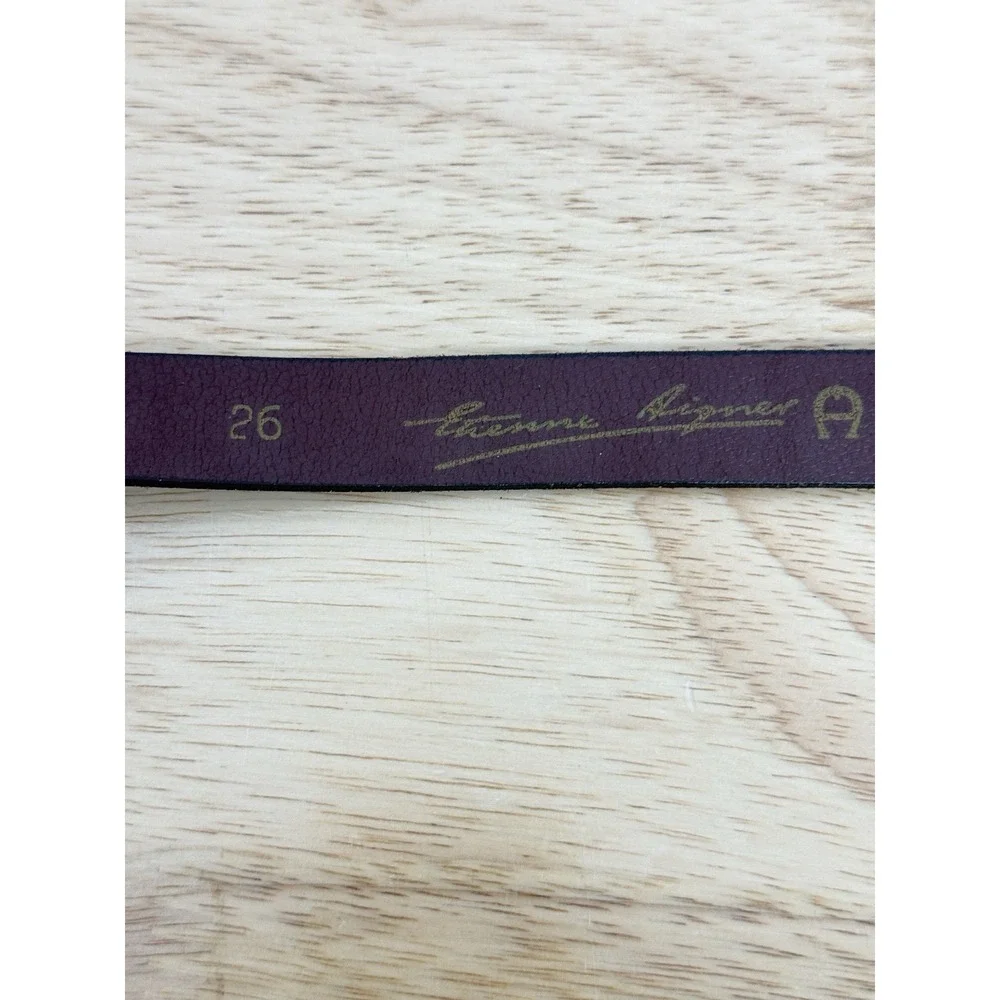 Etienne Aigner Leather Belt 26 Skinny Brown Brass Buckle Vintage  Old‎ Money #32